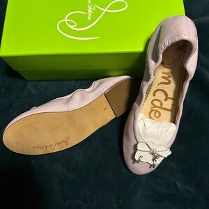 Sam Edelman Light Pink Leather Ballet Flats with Bow